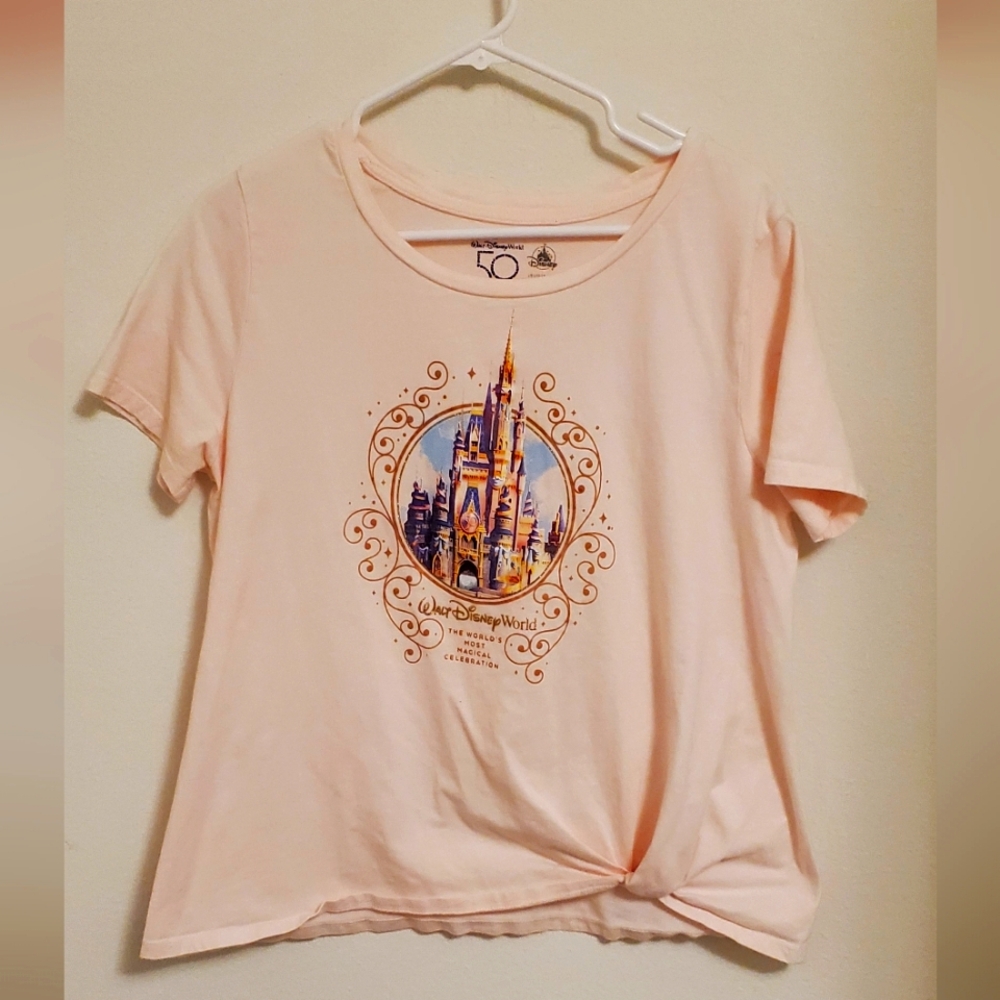 Disney Light Pink Castle Short Sleeve Tee